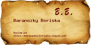 Baranszky Boriska névjegykártya